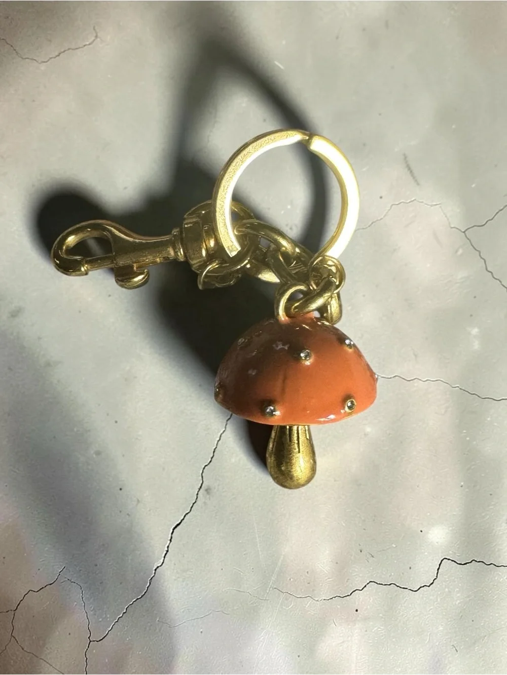 Gold Mushroom Keychain Charm - NIP